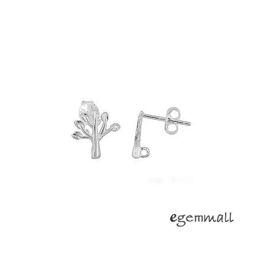 Sterling Silver Tree Stud Post Push Back Earrings Connector #99533