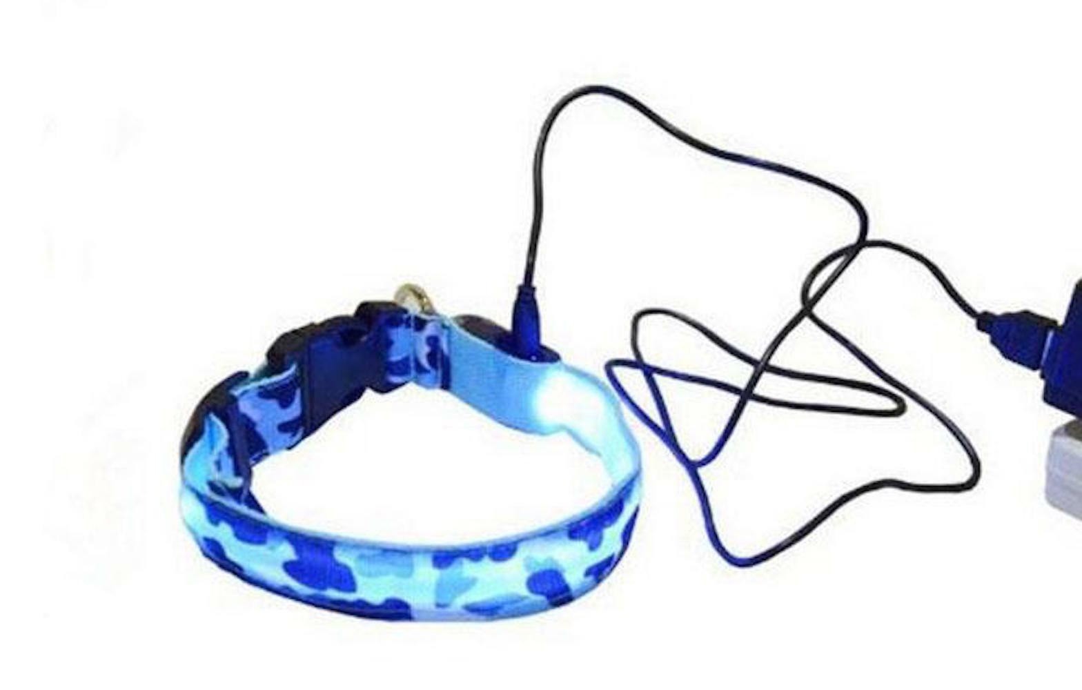 CAMOUFLAGE LED RECHARGEABLE COLLAR CAMO light-up Dog Pet Safety USB flash glow