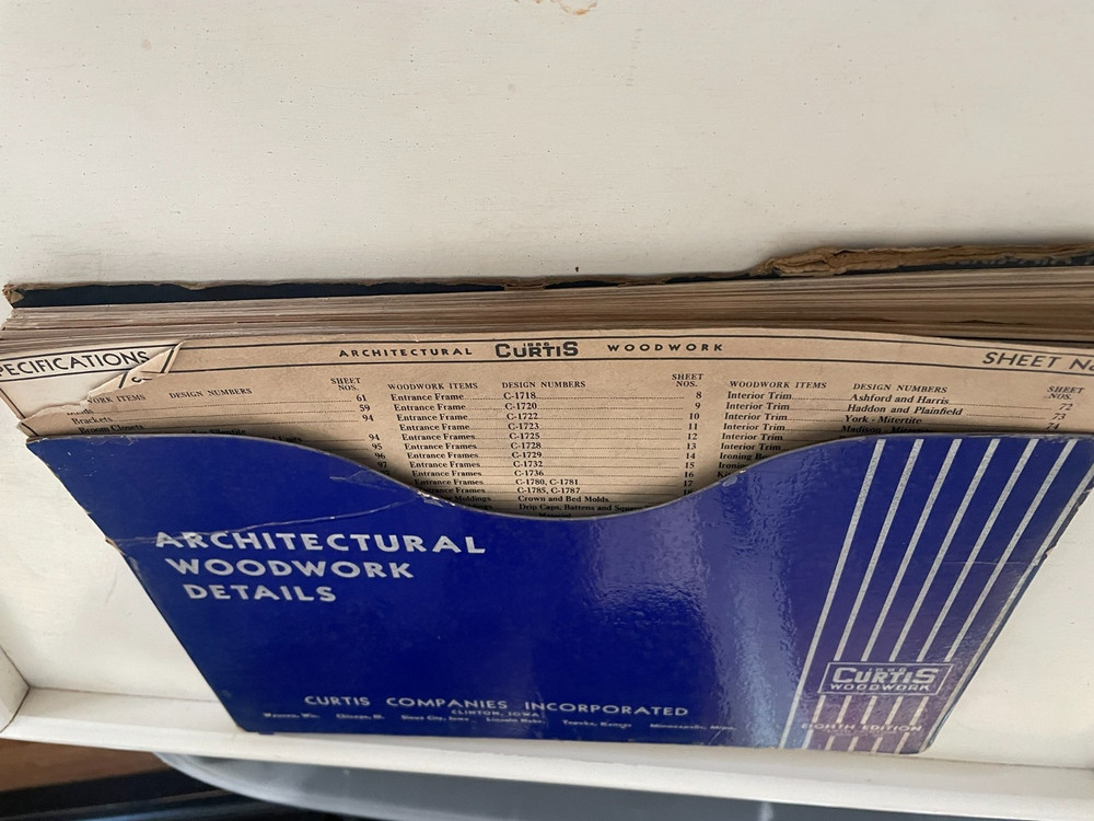 1938 CURTIS ARCHITECTURAL WOODWORK DETAILS, DOORS, WINDOWS, FRAMES, MANTELS