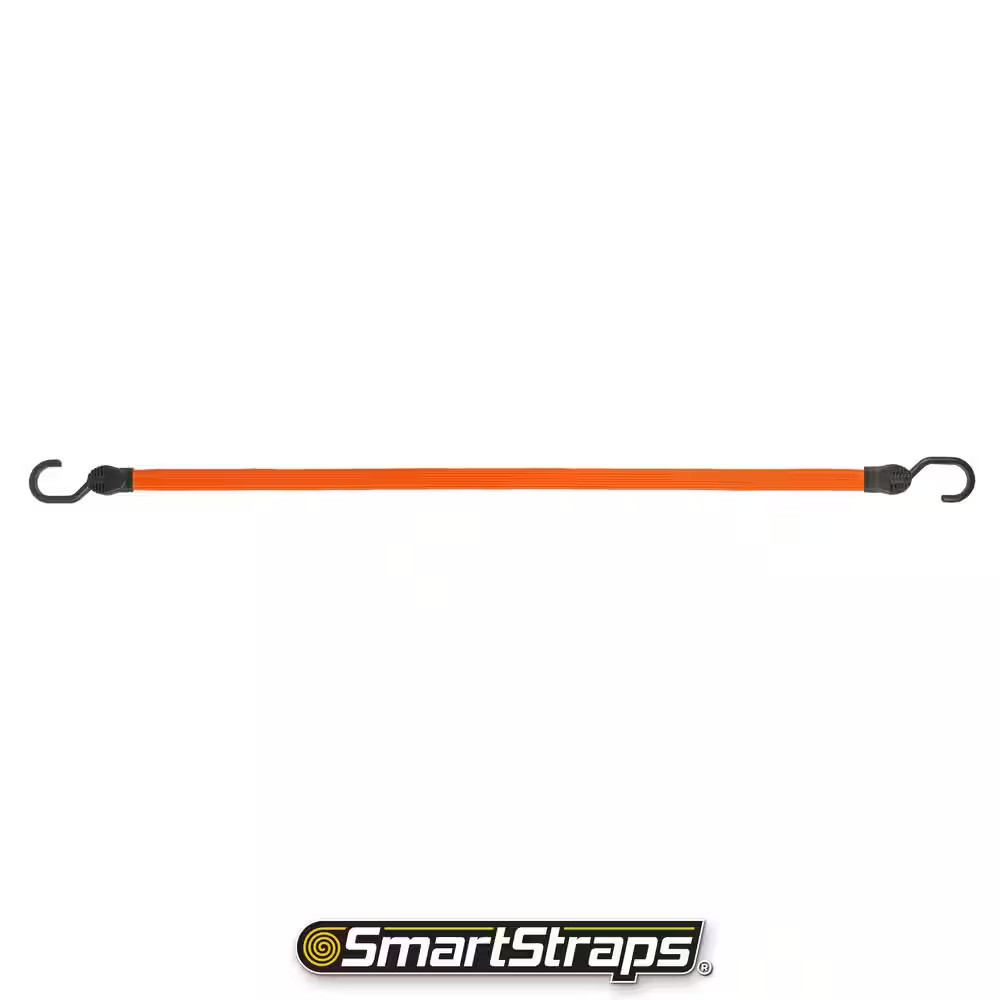 36 In. Orange Flat Strap Bungee Cord with Hooks - 2 Pack