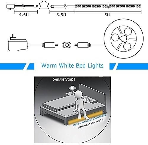 Motion Activated LED Bed Light Sensor Night Strip Auto Shut Off