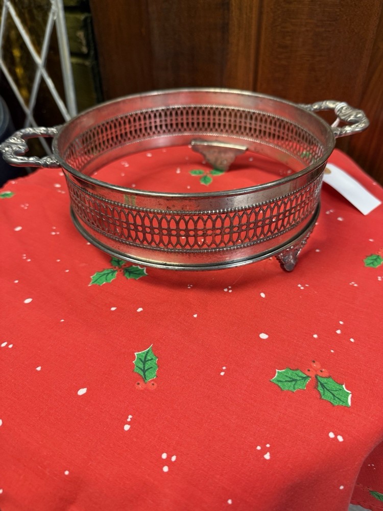 Vintage Silver Plated Footed Casserole Stand Serving Dish Holder Buffet Table