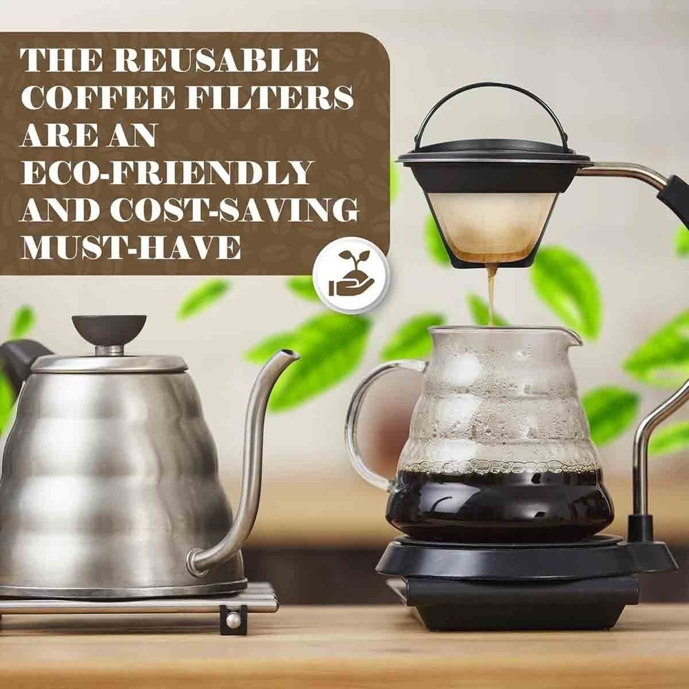 2 Pack Reusable #4 Cone Style Coffee Filter for Black & Decker Cone Shaped