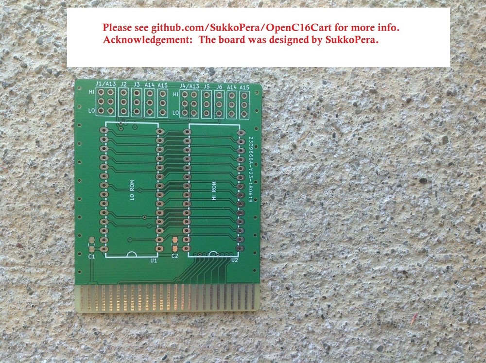 Commodore C16 multi-game/ROM cartridge PCB board With 1X 27C512 EEPROMs