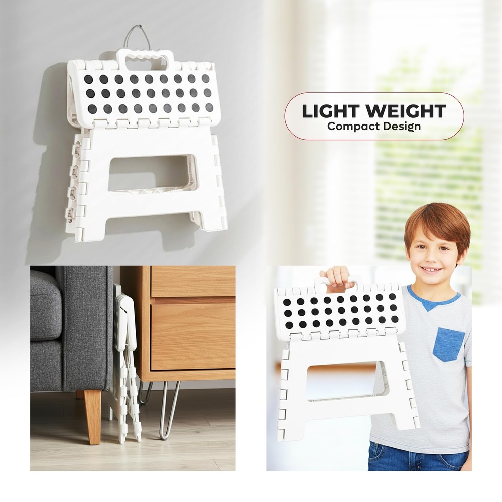 Utopia Home Folding Step Stool with Handle – 9 Inch 9 (Pack of 1), White