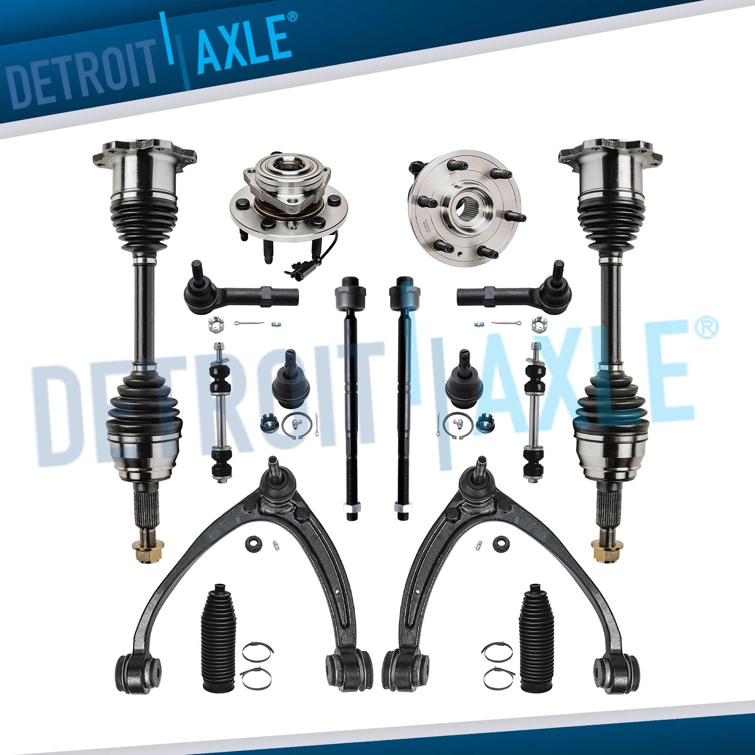 16pc Front CV Axle Wheel Bearing Upper Control Arm Kit for Chevy Silverado Tahoe