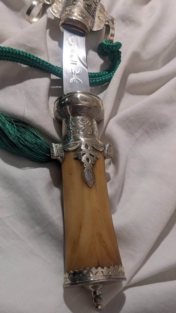 Authentic 13.25" Morocco Dagger Khanjar Handmade Silver Dagger Berber+CORD Camel
