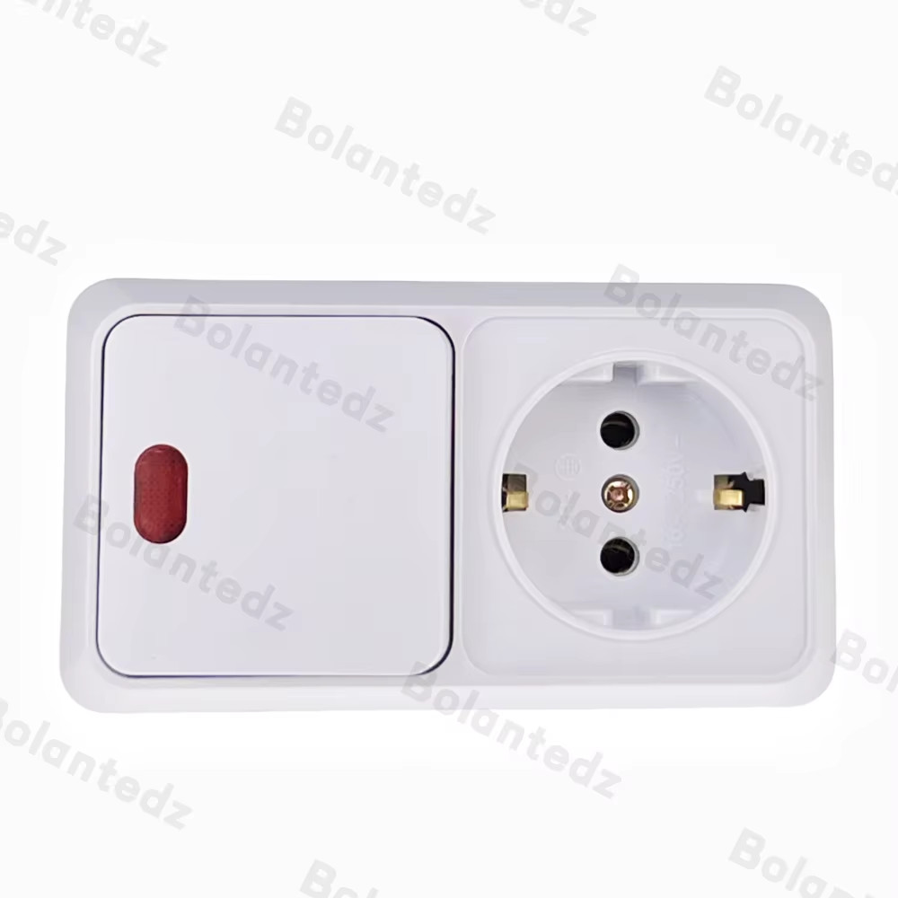 1Pcs Germany Korea Outlet Surface Type Wall Switch with Schuko Socket European W