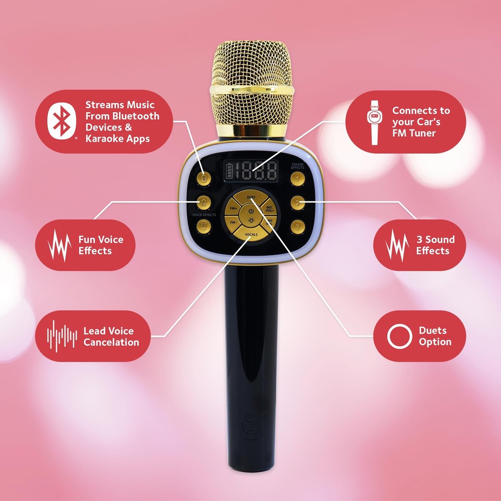 Wireless Bluetooth Karaoke Microphone with Voice Effects Perfect Gift