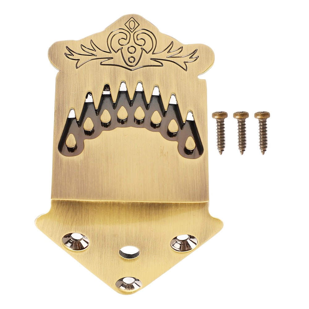 8 String Mandolin Tailpiece Feather Pattern Metal Bronze Color For Mandolin EXEB
