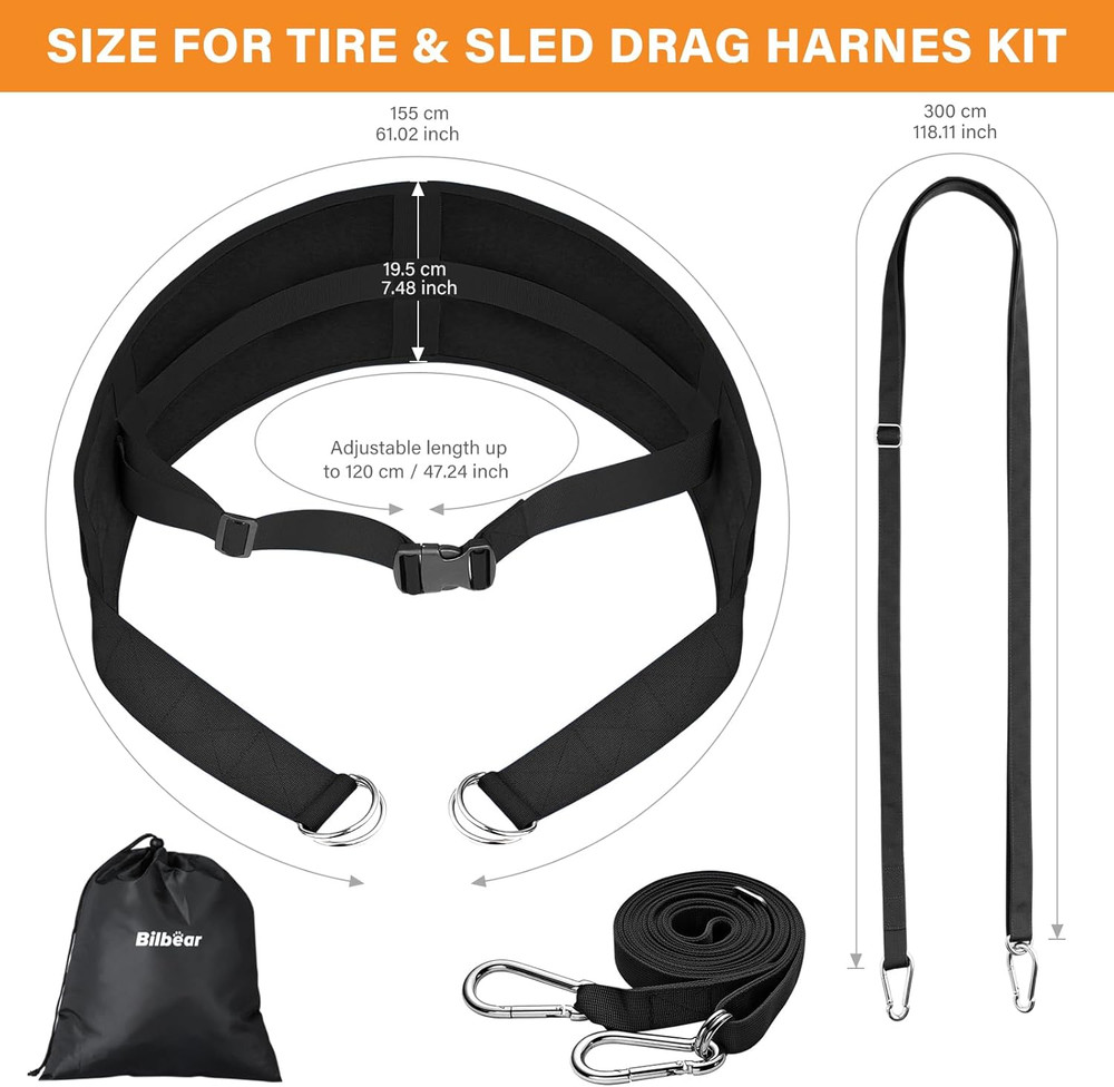 Sled Pulling Belt,Adjustable Sled Training Waist Belt, Belt for Pulling with 2 P
