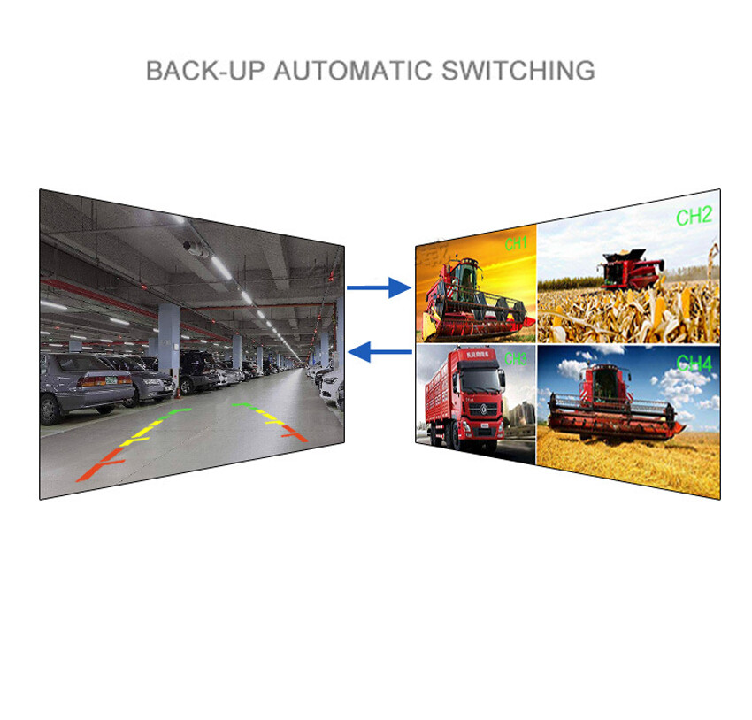 9" QUAD SPLIT MONITOR SCREEN 4x REAR VIEW BACKUP CCD CAMERA SYSTEM FOR TRUCK RV