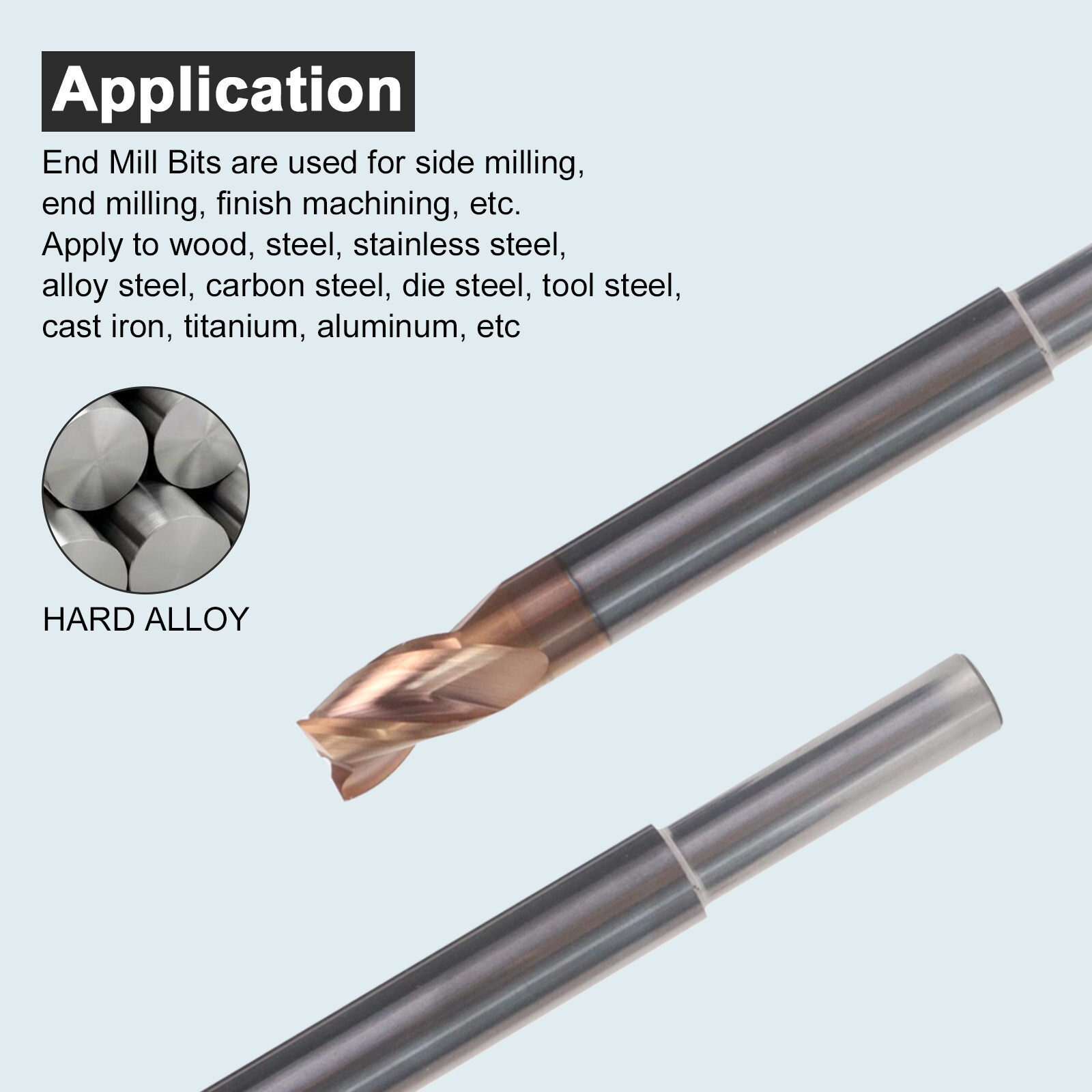 2 PCS 5/16" 3 Flute Carbide 1/4" Shank 4" Overall Long End Mills - ALCrN Coated