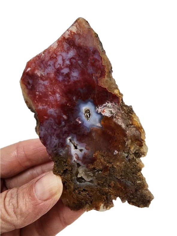 Red Moss Agate Faced Rough 148.3 grams.