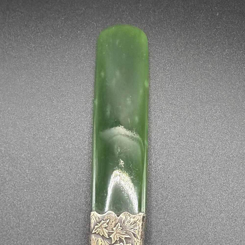 Antique Nephrite And Silver Page Turner