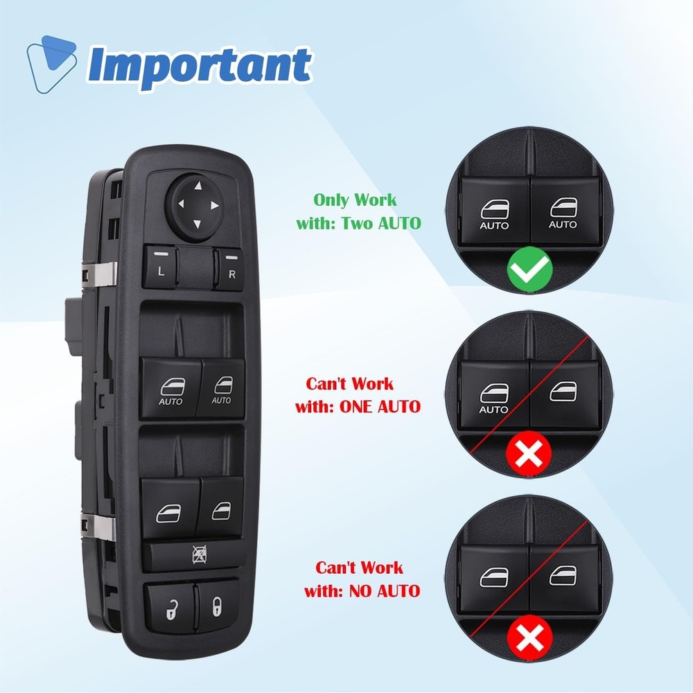 Obaee Master Power Window Switch Door Lock Main Control Button Front Left Driver