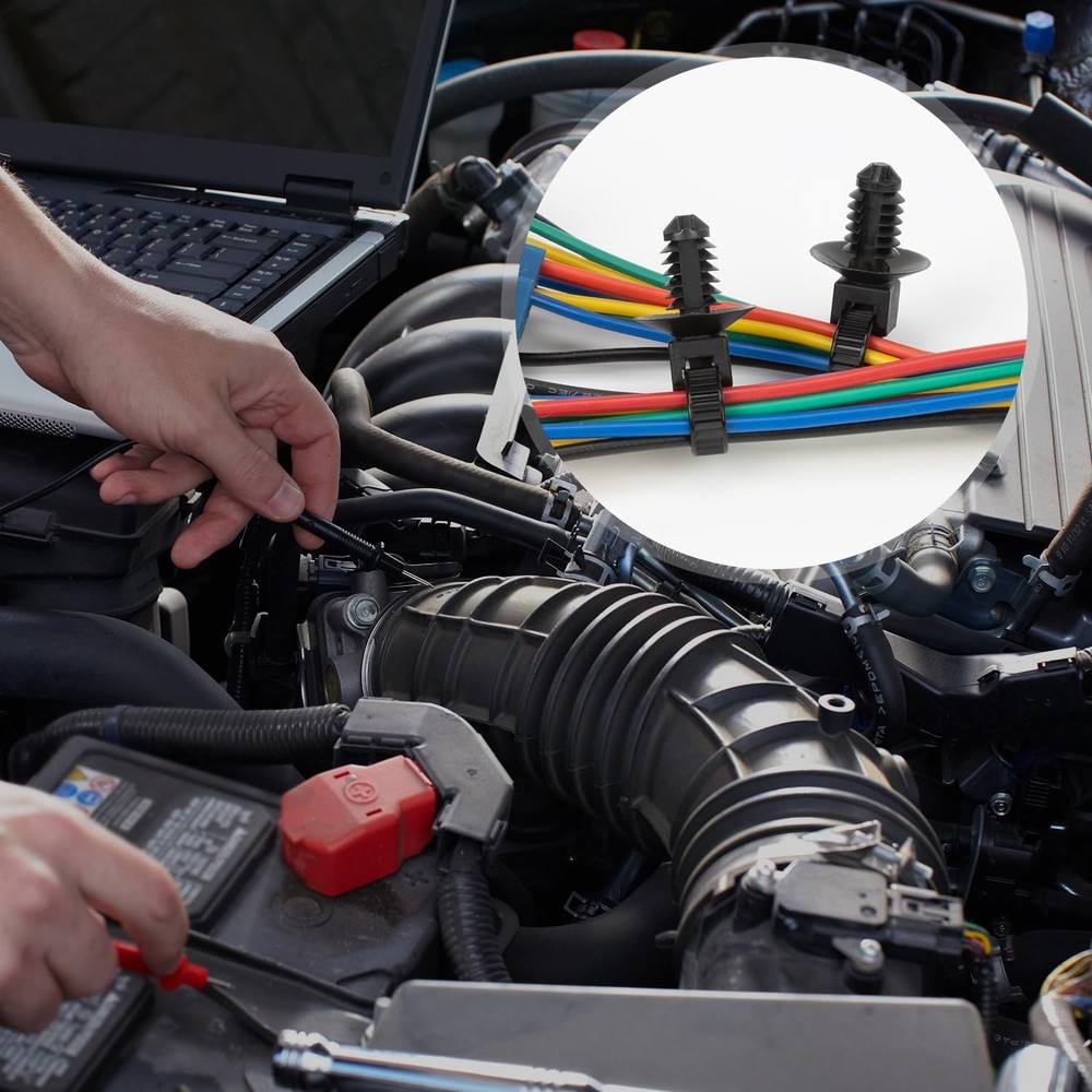 110 PCS Automotive Installation Black Push Mount Cable Zip Ties Assorted Sizes