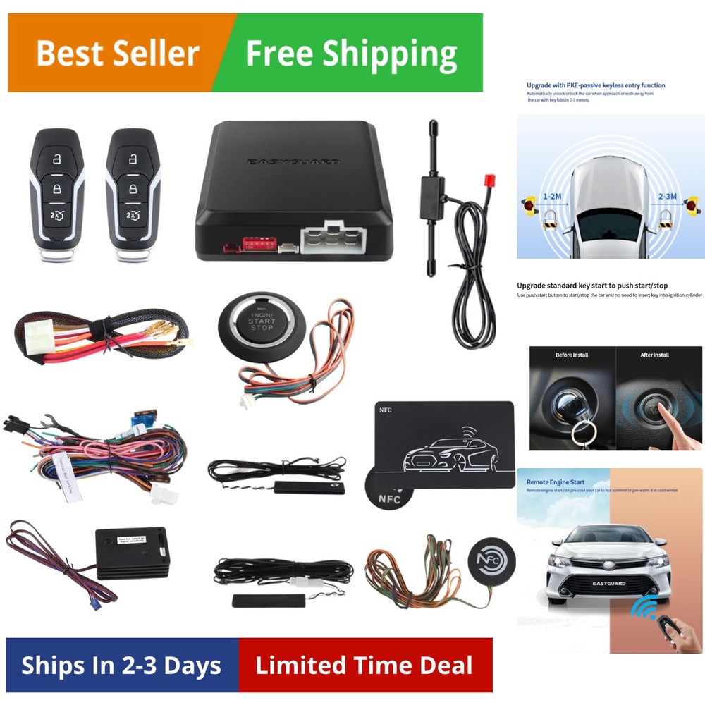 Smart Key Passive keyless Entry Kits with Push Start Button Remote Start PKE ...