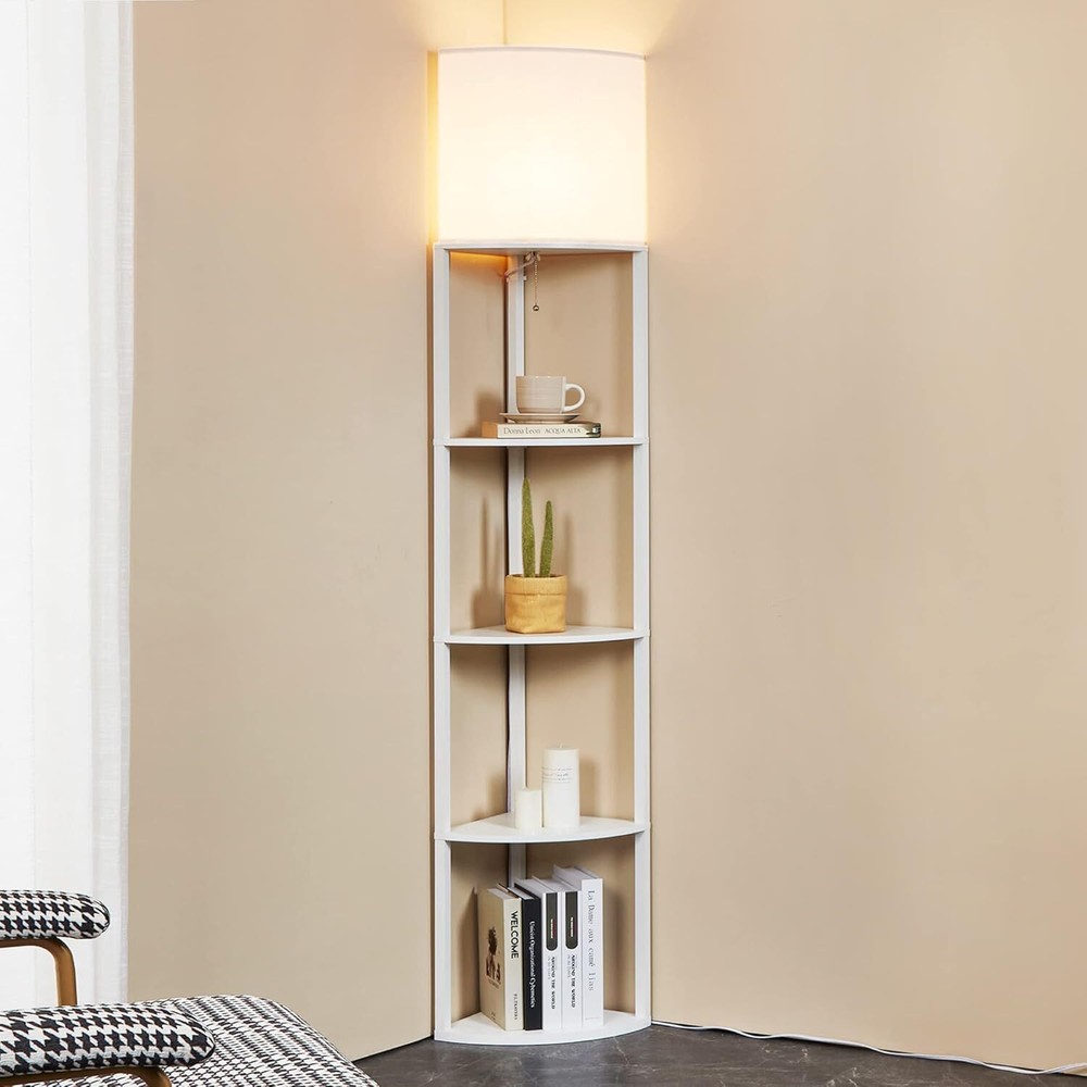 Corner floor lamp with shelf - High corner lamp with zip switch