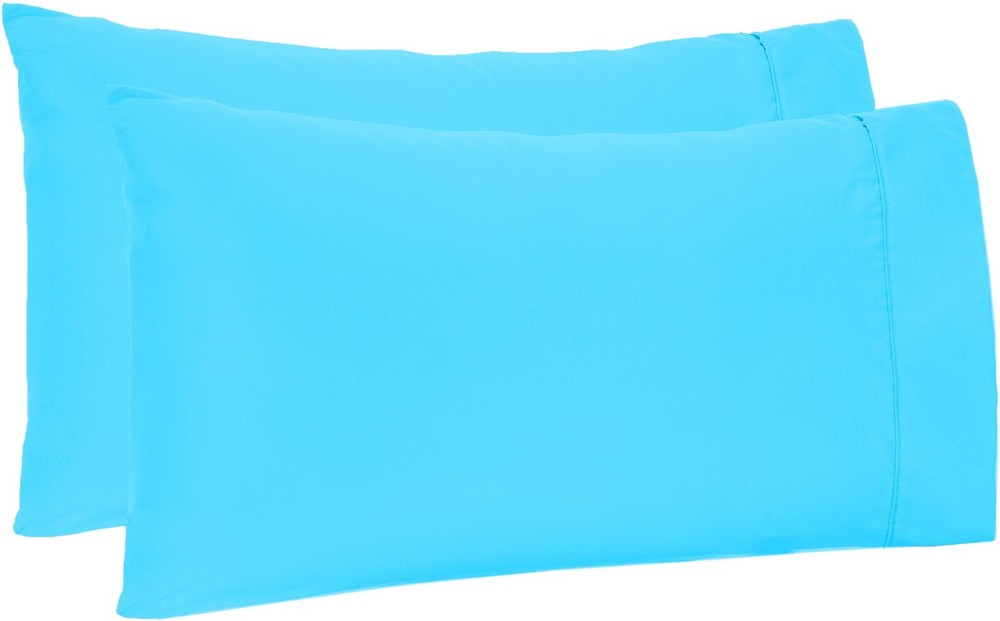 4 PCs Pillow Case Set 800 TC 100% Cotton Aqua Blue Solid Queen Size