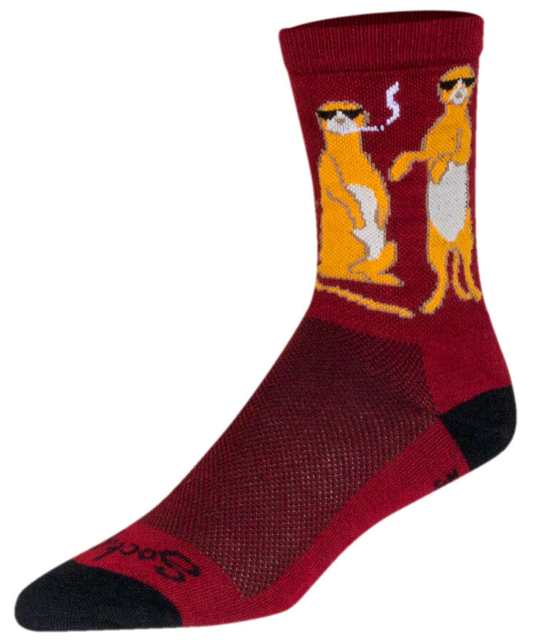 SockGuy Crew Kool Kats Socks - 6 inch, Burgundy, Small/Medium