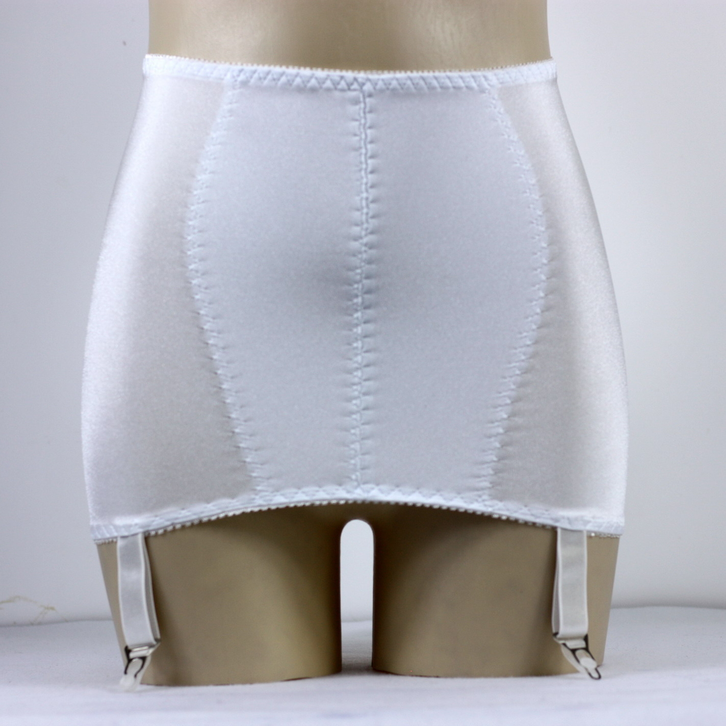 Luxallacki High Waist Open Bottom Girdle Skirt with Garter Straps for Stockings