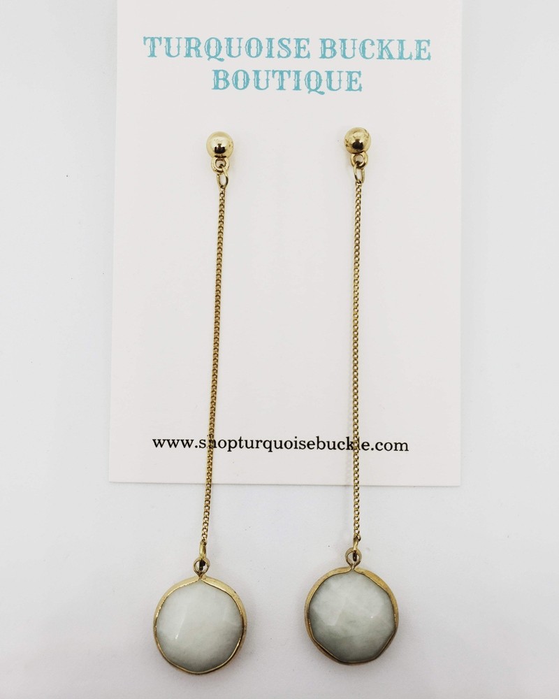 White Ball Drop Earrings