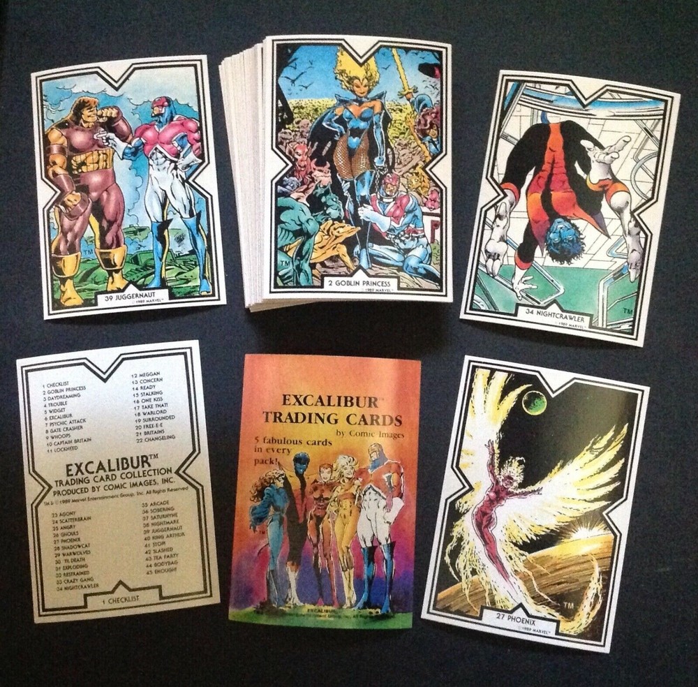 1989 MARVEL EXCALIBUR COMPLETE COMIC TRADING CARD SET + HEADER CARD
