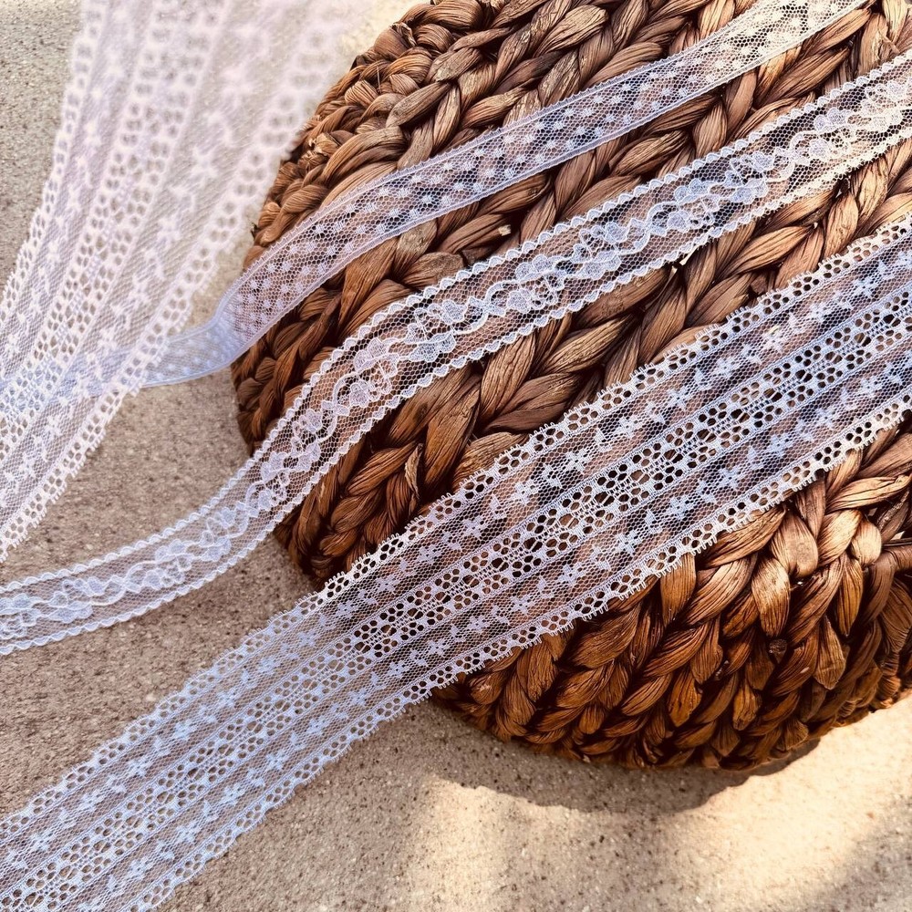 White Lace Trim, 10 yards Tiny Ribbon Nylon Lace For Doll Clothes And Craft