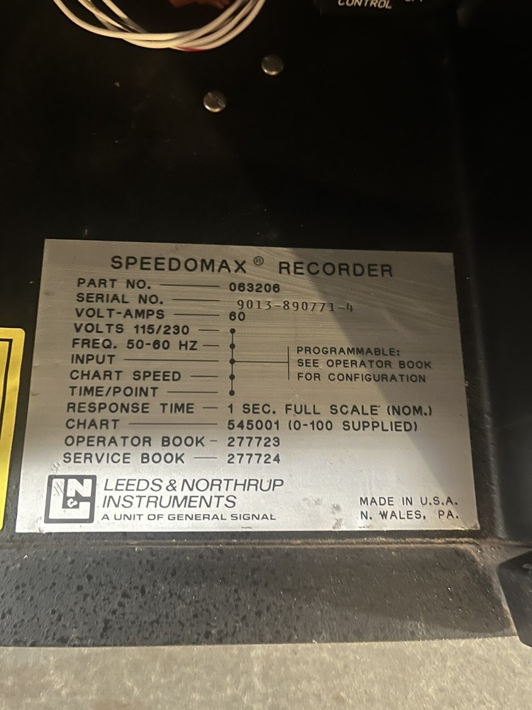 LEEDS & NORTHRUP INTRUMENTS 063206 SPEEDOMAX RECORDER