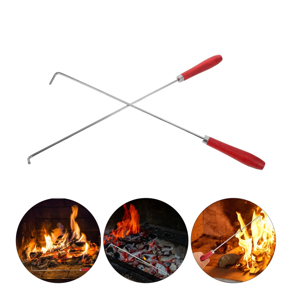 2 Pcs Fire Poker Stick Long Pit Campfire Accessories Tools Place Indoor