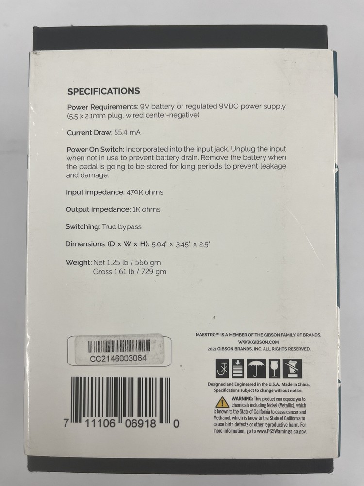 Maestro Electronics Comet Chorus Analog True Bypass Guitar Effects Pedal