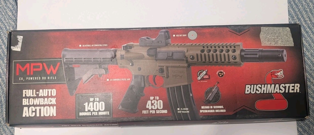 Crosman Bushmaster MPW CO2 Powered, Full-Auto BB Air Rifle with Red Dot NIB
