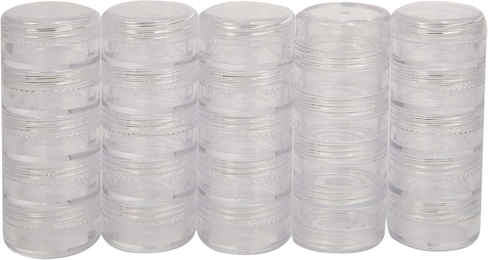 Personality Case, Clear Plastic Bead Storage Case with 25 Removable and Stackabl