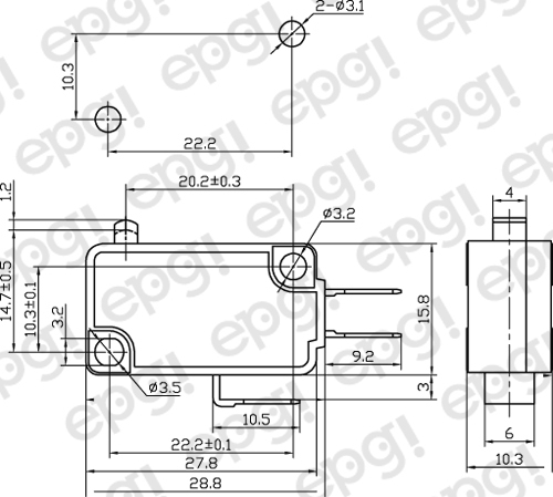 1 PACK - NORMAL OPEN/NORMAL CLOSED STANDARD MICROSWITCH 10A-125V #MSW01G-1PK