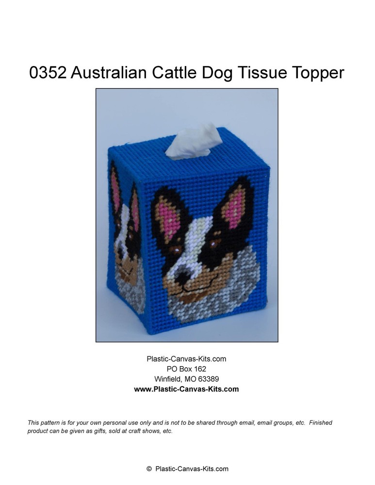 Australian Cattle Dog Tissue Topper-Plastic Canvas Pattern or Kit