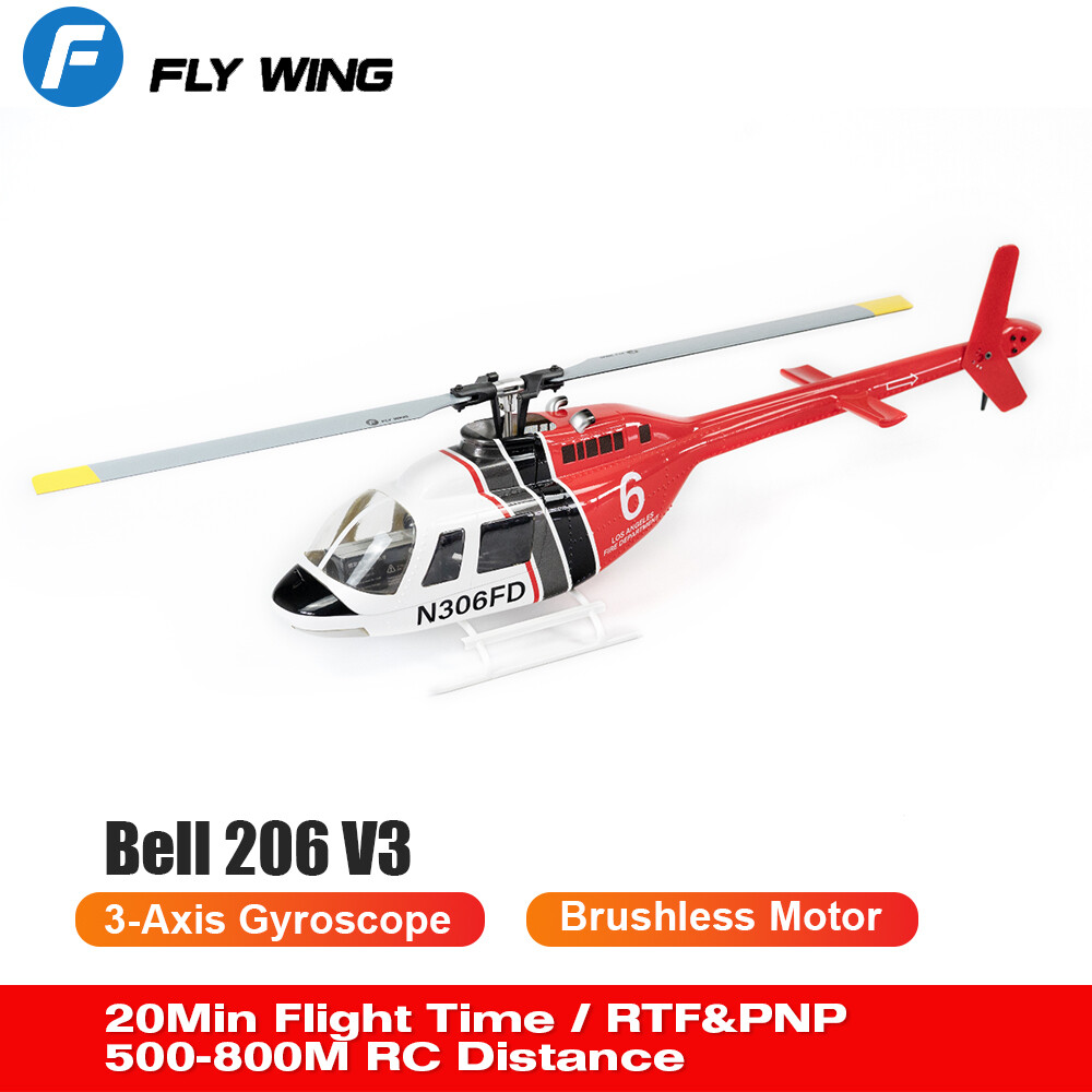 FLY WING Bell 206 V3 RC Helicopter 6CH 1/16 GPS H1 Flight Controller Aircraft