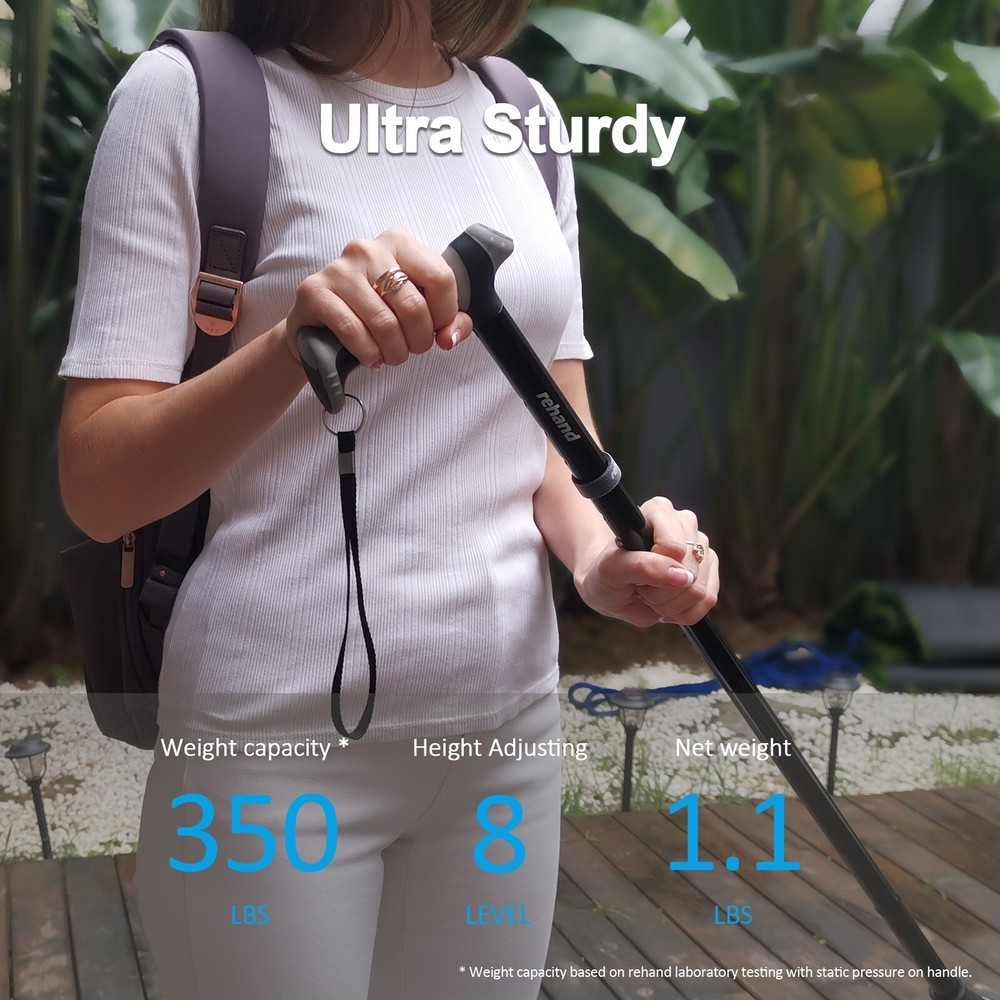 Walking Cane-Foldable,Adjustable,Collapsible,Heavy Duty All Terrain Tip