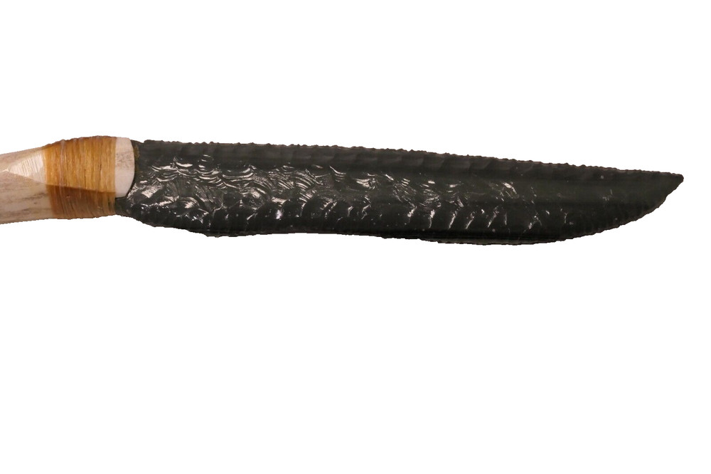 Obsidian Eagle Bone Handle Knife
