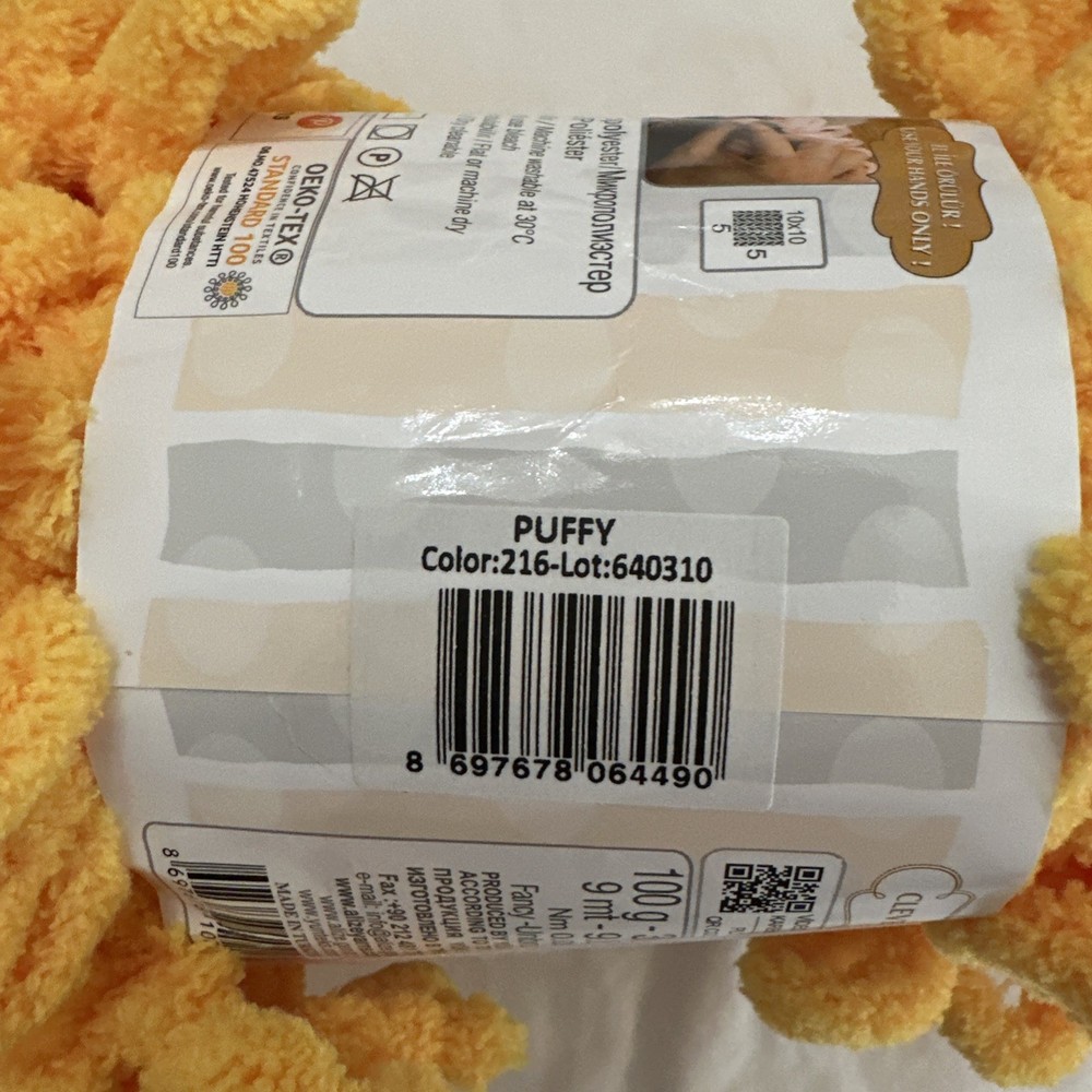 Alize Puffy loop yarn Jumbo weight Yellow