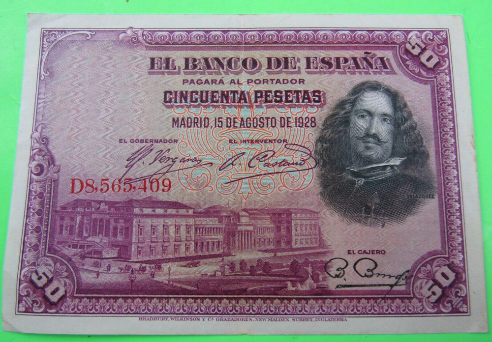 SPAIN, 50 PESETAS, P#75, 1928