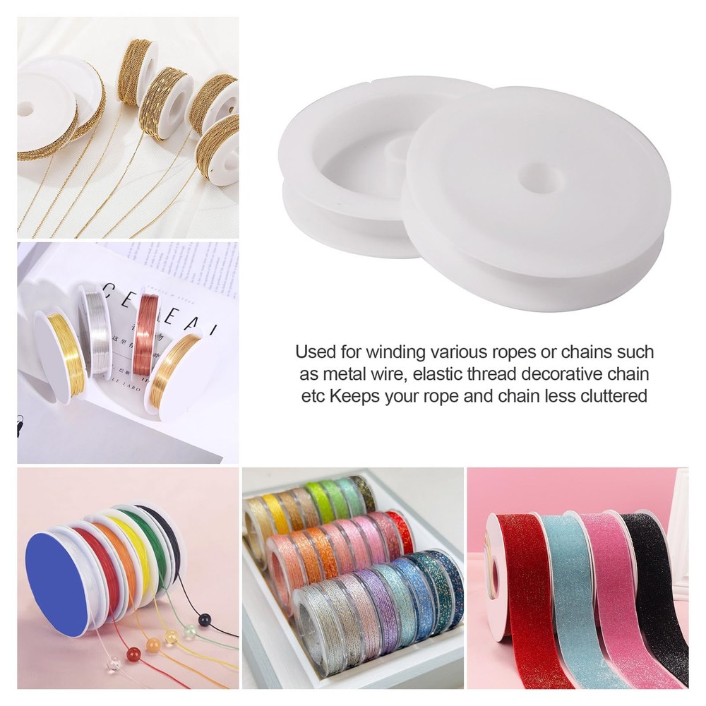 50Pcs Empty Plastic Wire Spools 2.64" in Diameter Thread Bobbins for Beading ...