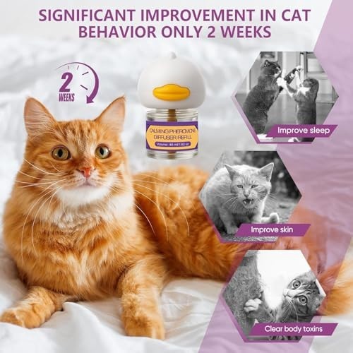 Cat Calming Diffuser Kit - 2 Plug-Ins & 4 Refills, Stress Relief for Multi Cats,