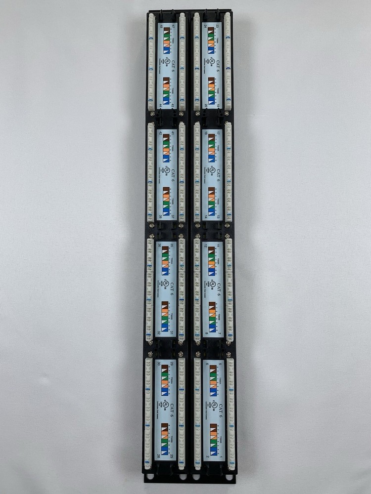 48 Port Patch Panel Cat6 2U Rack Mount PunchDown Ethernet Dynacom 2013-48C6E NIB