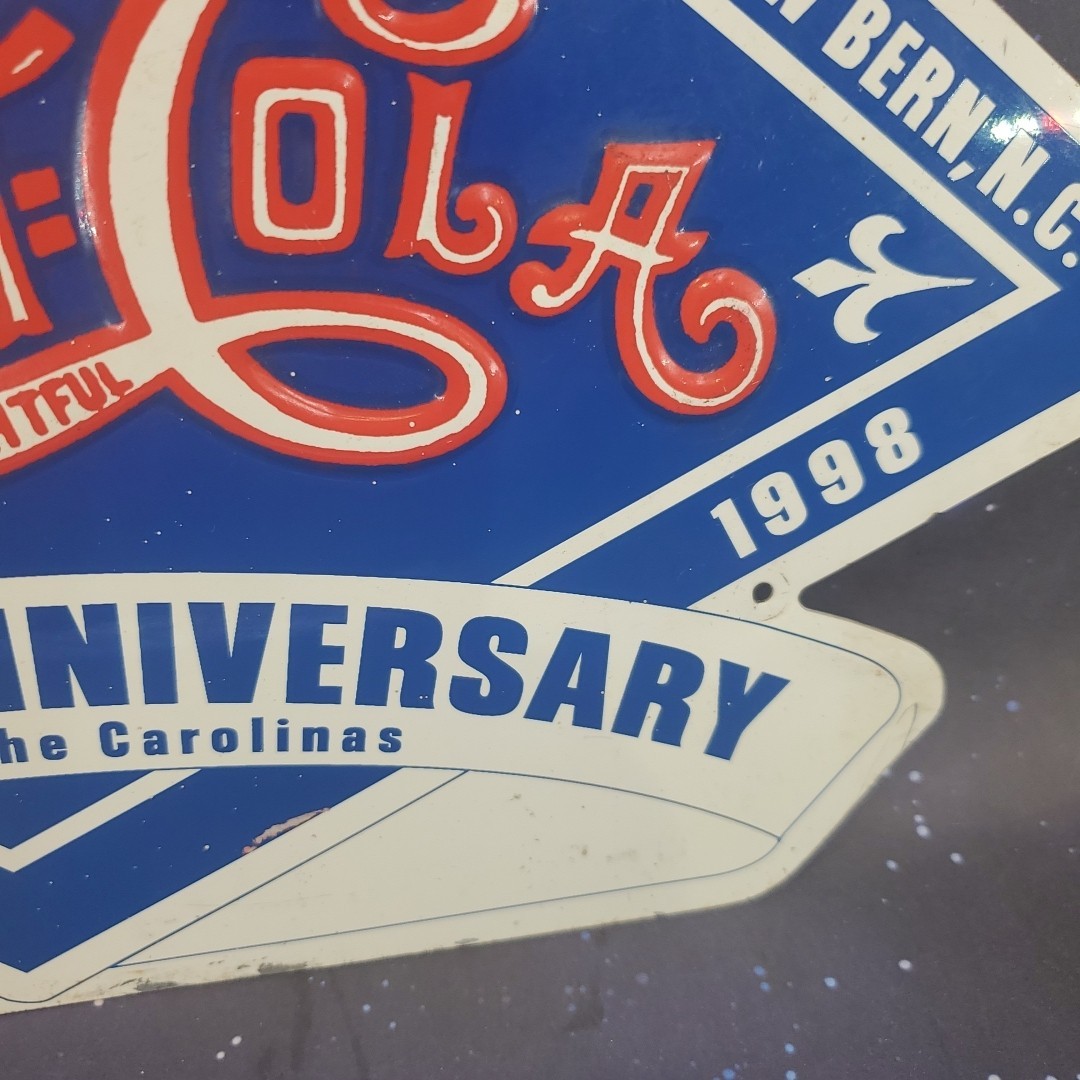 RARE Pepsi Cola Diecut Embossed Metal Sign 100th Anniversary New Bern NC 1998