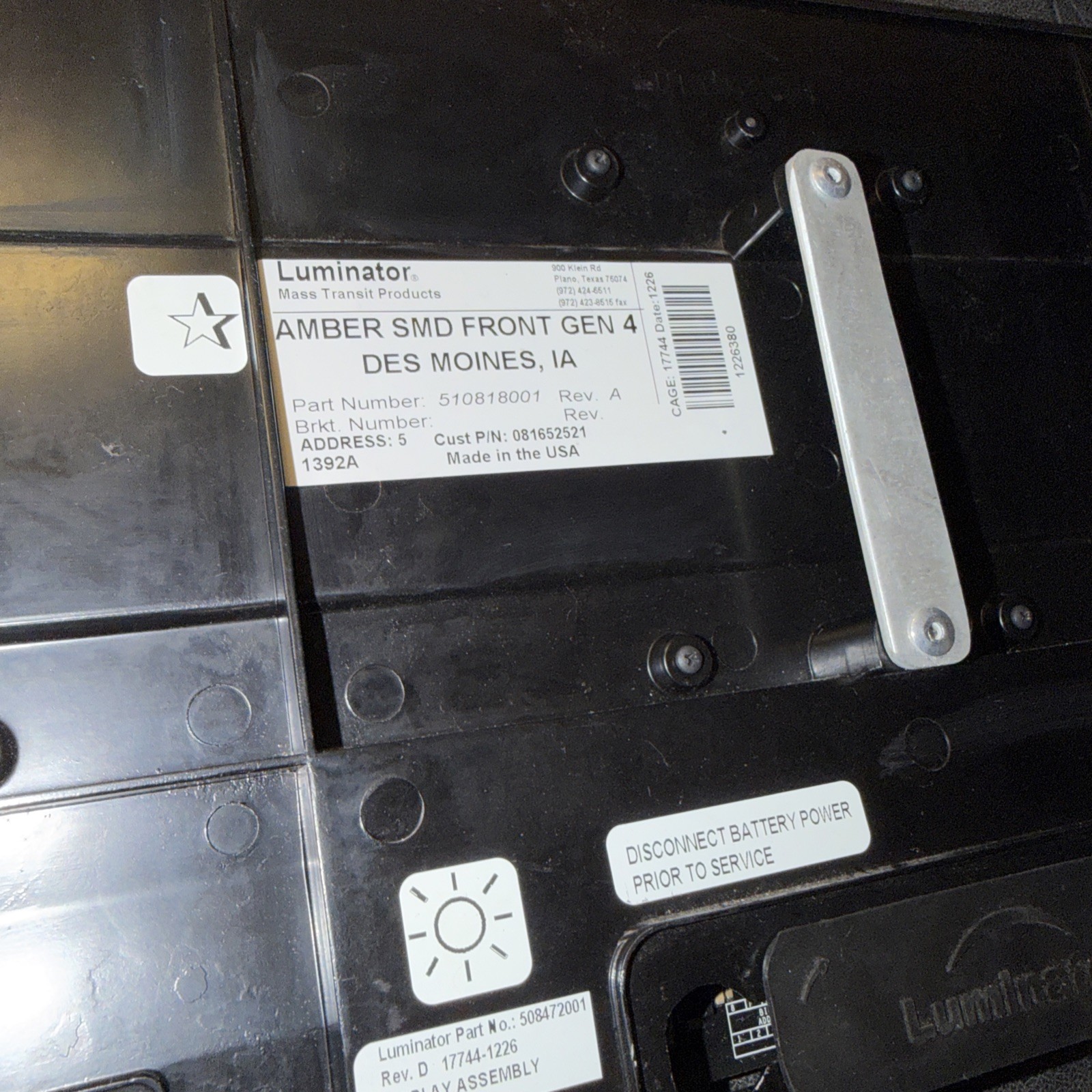 LUMINATOR 16x40 SMD FRONT HORIZON DISPLAY 510818001 LED AMBER TRANSIT BUS SIGN