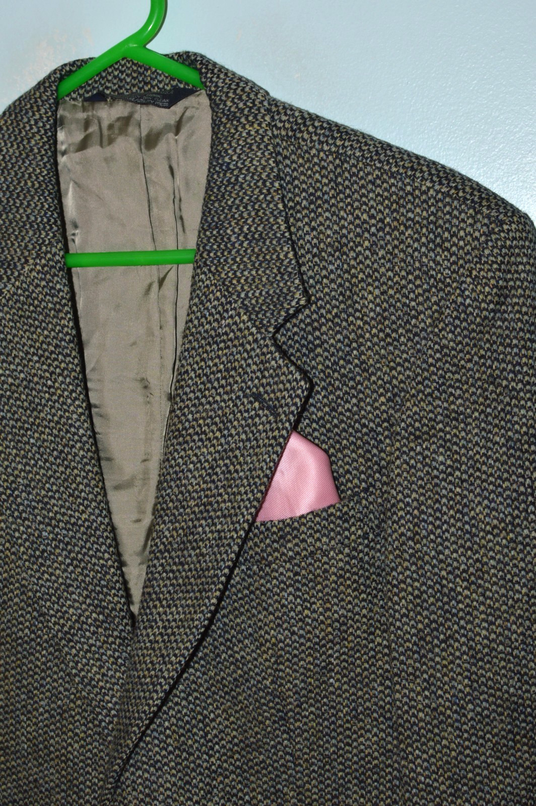 40R 40 Regular R HARRIS TWEED Gray Bird’s Eye Wool Suit Sport Coat Blazer Jacket