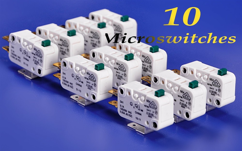 10 Cherry D4 Series Mini SPDT 0.75 N Button Quick Connect Snap Action Switch