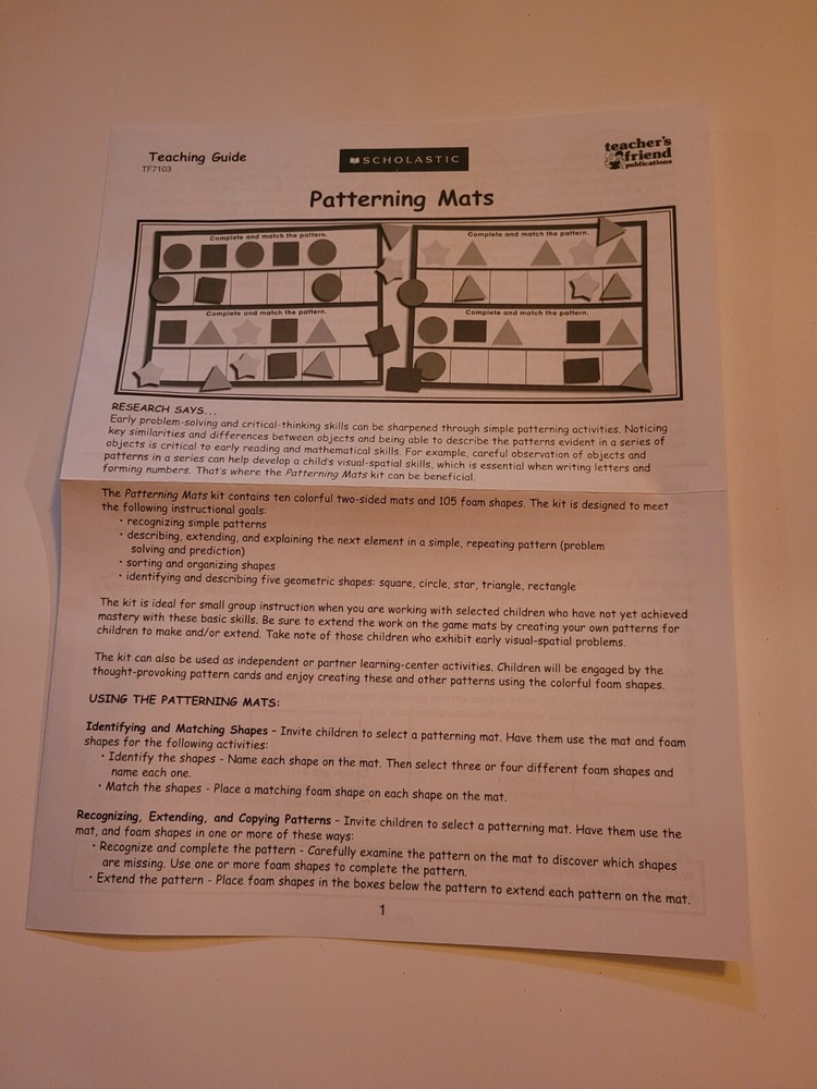 Scholastic Patterning Mats