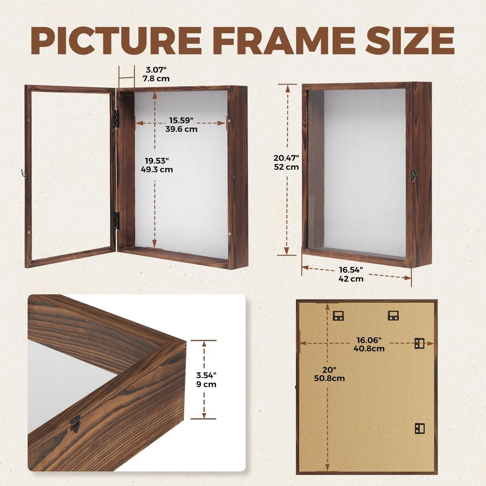 Extra Large 16x20 Shadow Box Frame, 3.54" Deep Display Case with Linen Back &...